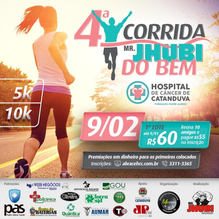 Primeiro lote da 4ª Corrida Mr. Jhubi do Bem termina dia 9 de janeiro