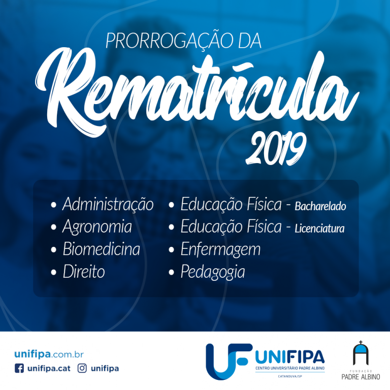 Rematrículas da UNIFIPA são prorrogadas até dia 25 de janeiro