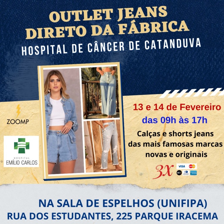 Outlet jeans com renda revertida para os hospitais da FPA
