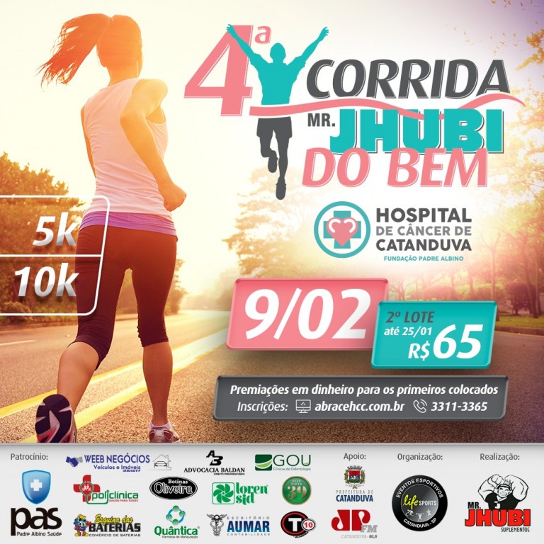 Segundo lote da 4ª Corrida Mr. Jhubi do Bem termina dia 25 de janeiro