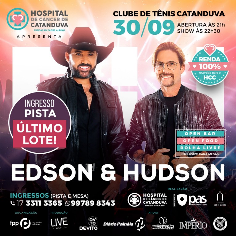Edson e Hudson: ingressos serão vendidos na portaria do Tênis