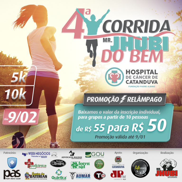 Promoção Especial Corrida Mr. Jhubi do Bem em prol do HCC. Não perca!