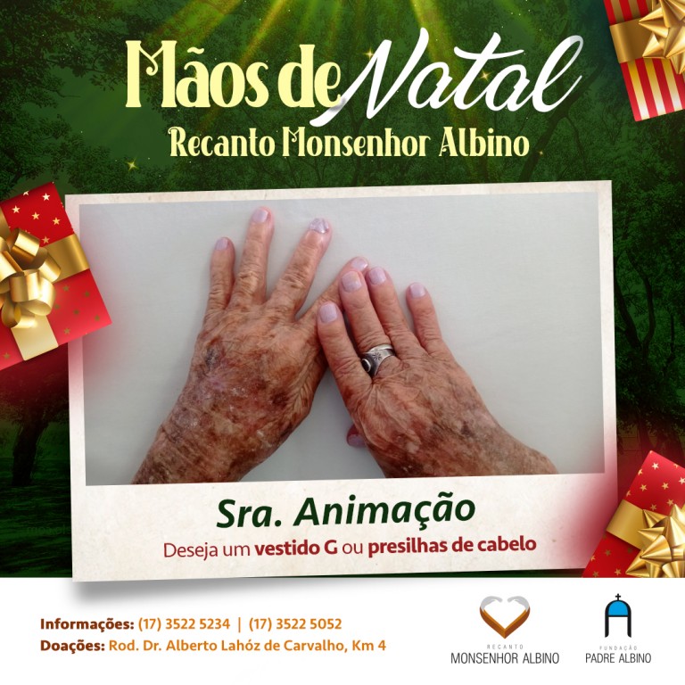 Mãos de Natal: adote uma pessoa idosa do Recanto Monsenhor Albino!