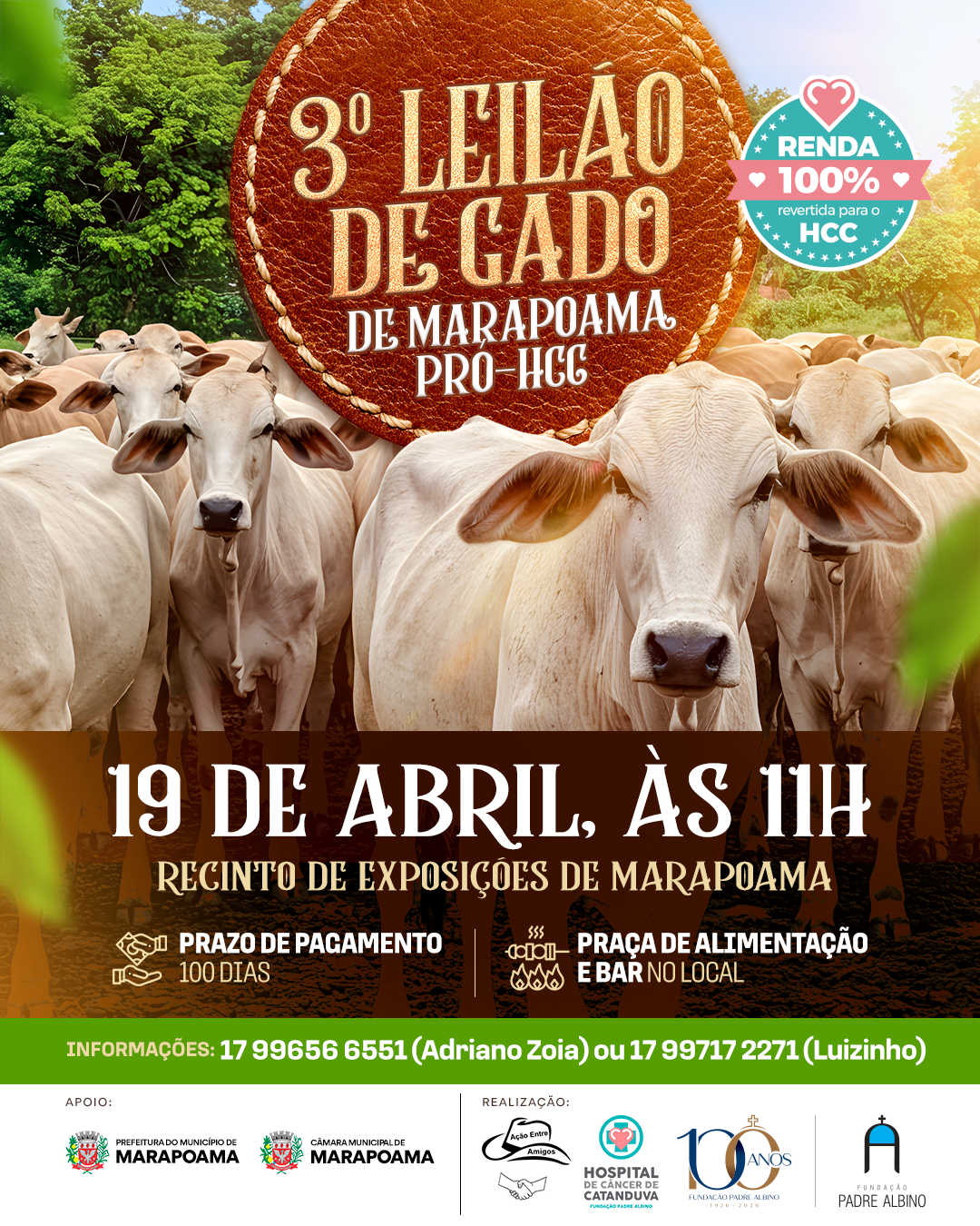Marapoama realiza 3º Leilão de Gado em prol do HCC