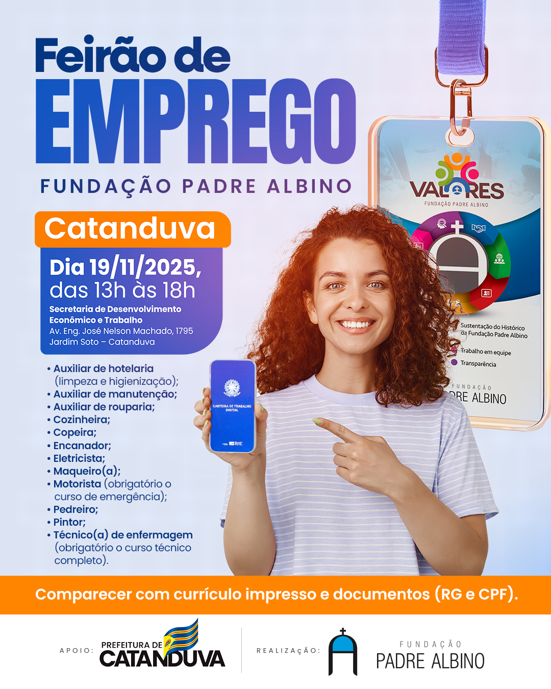 Fundação Padre Albino realiza Feirão de Emprego em Catanduva