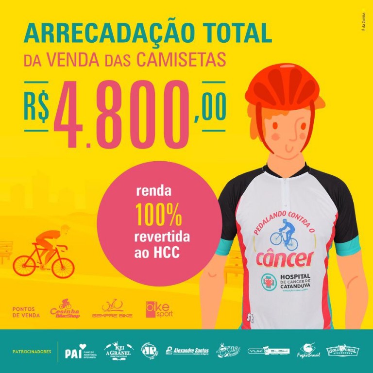 Grupo Pedalando contra o câncer doa R$ 4,8 mil ao HCC