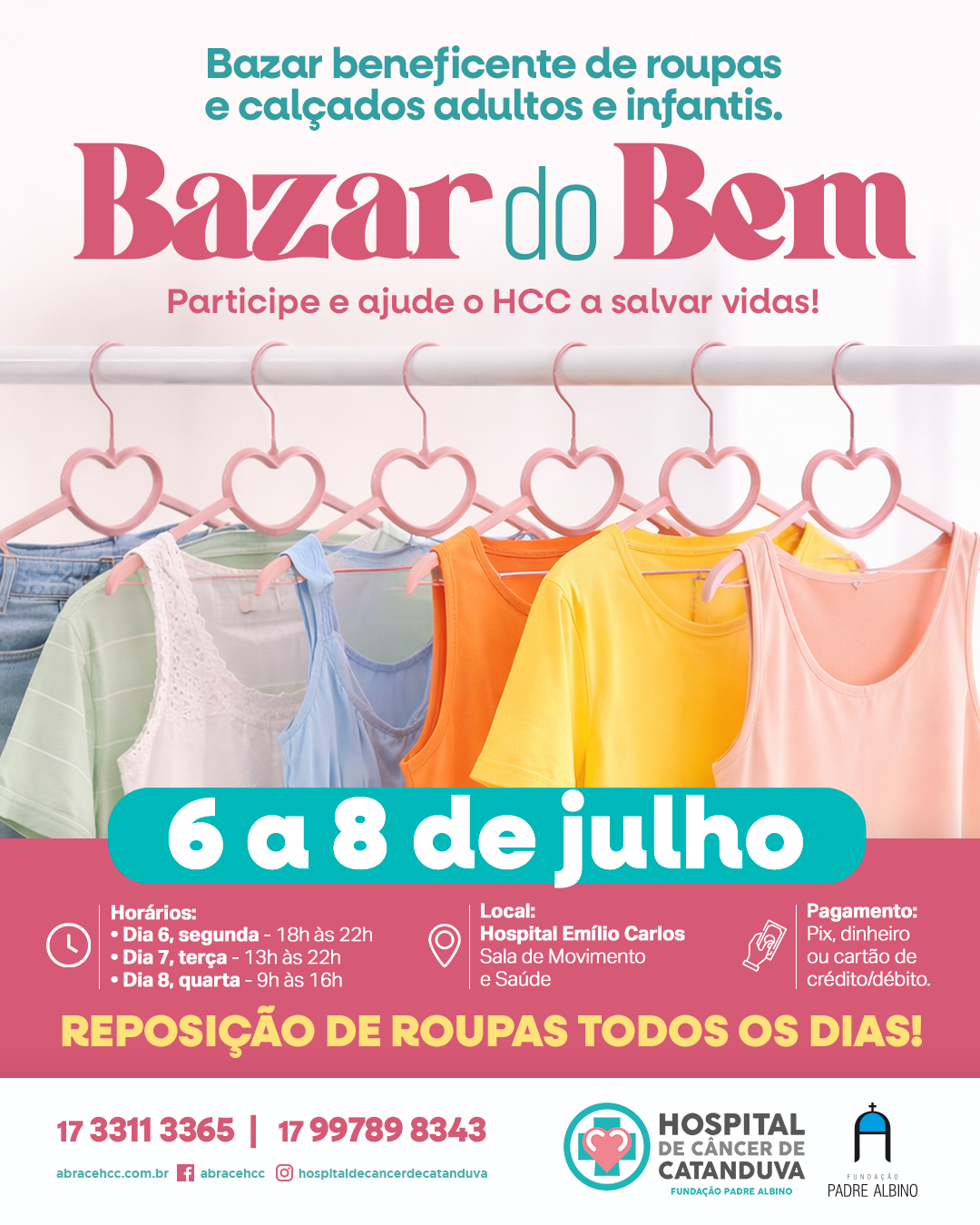 Bazar do Bem do HCC terá mais dias e novos horários em edição de julho