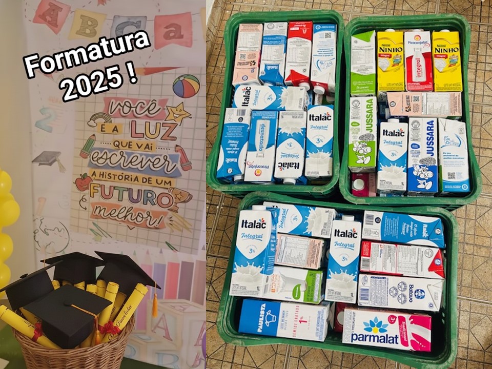 Escola Roda Pião e Clube de Tênis Catanduva doam 100 litros de leite ao Recanto Monsenhor Albino