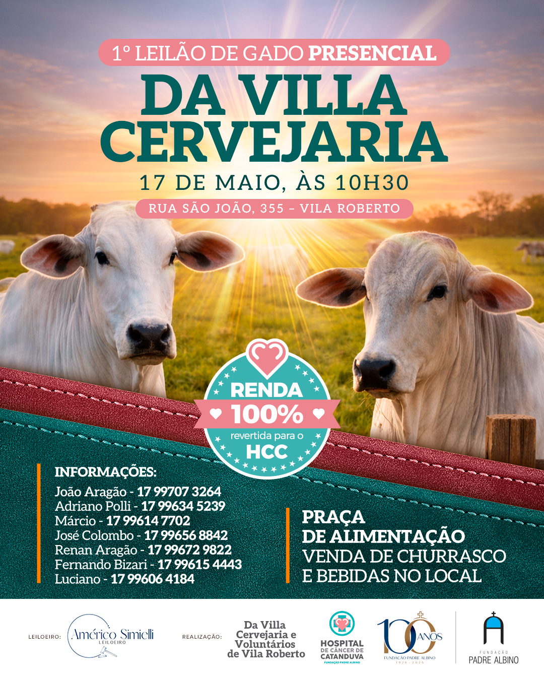 Da Villa Cervejaria promove 1º Leilão de Gado pró-HCC