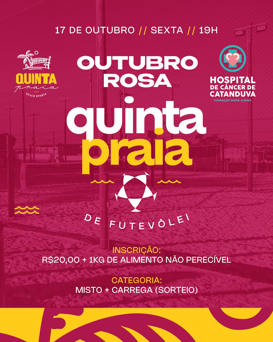 Quinta Praia realiza noite especial de futevôlei em prol do HCC