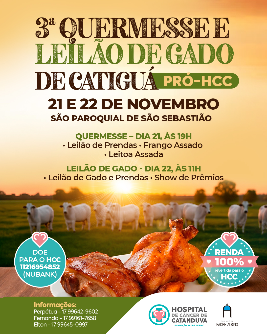 Catiguá realiza 3ª Quermesse e Leilão de Gado em prol do HCC