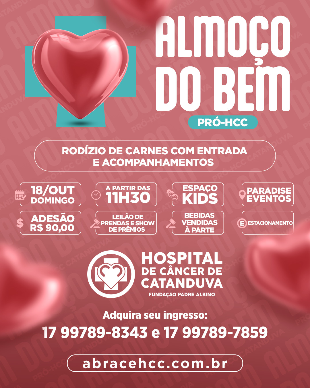 Almoço do Bem será realizado em outubro em prol do HCC