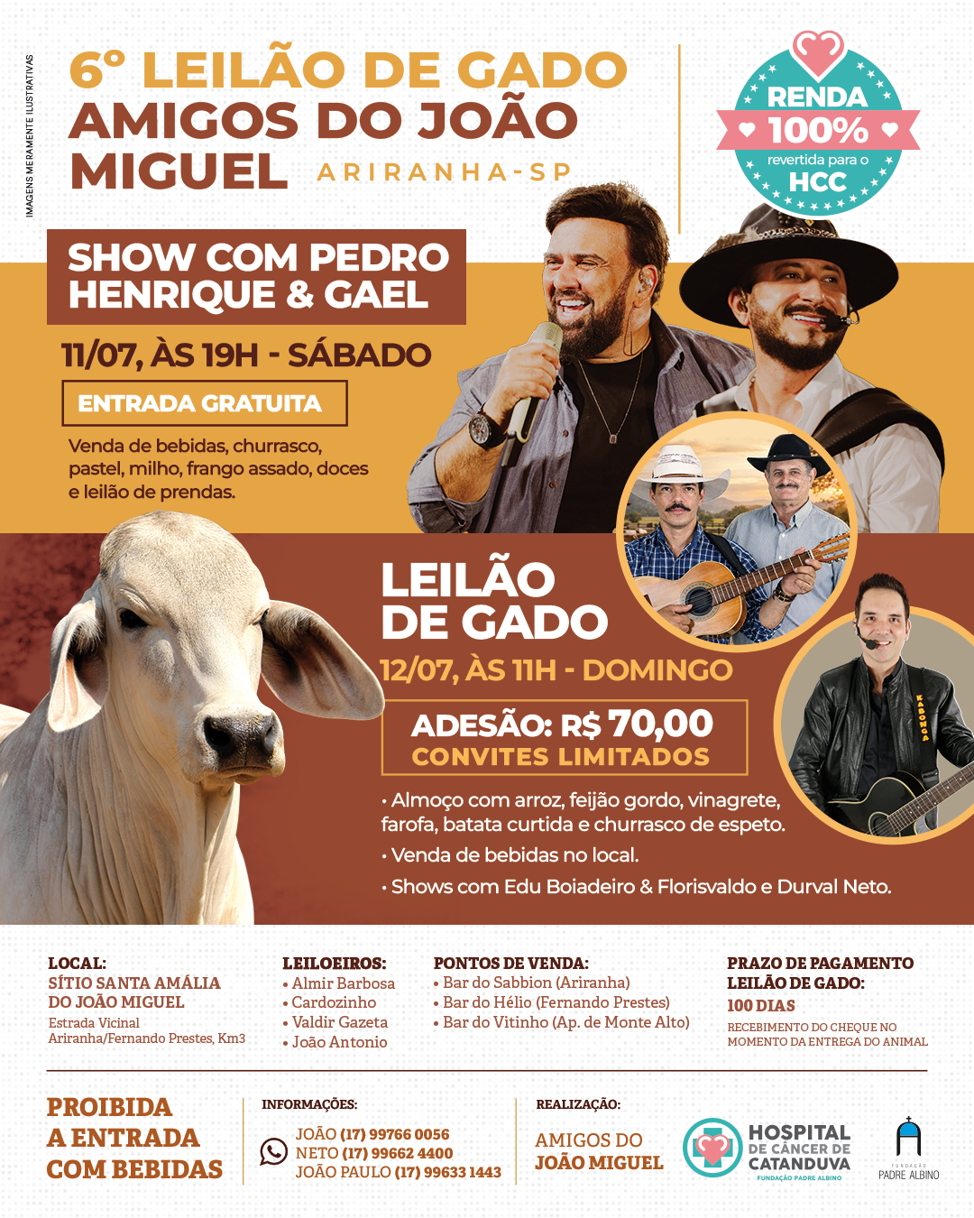 6º Leilão de Gado Amigos do João Miguel em prol do HCC será em julho 