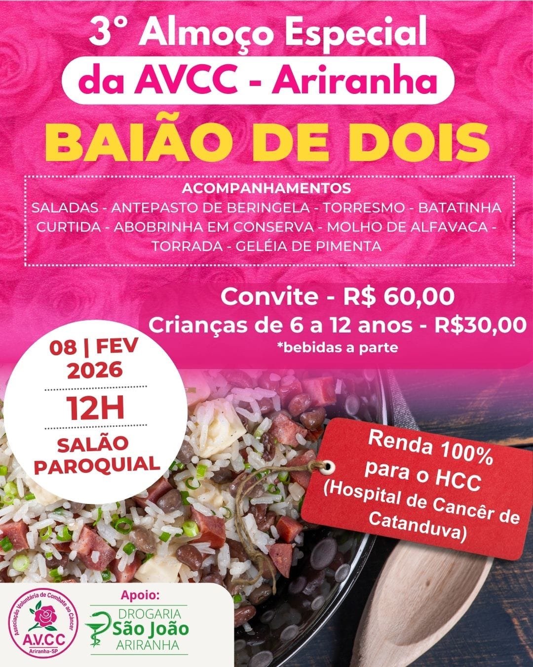 Baião de Dois no 3º Almoço da AVCC em prol do HCC