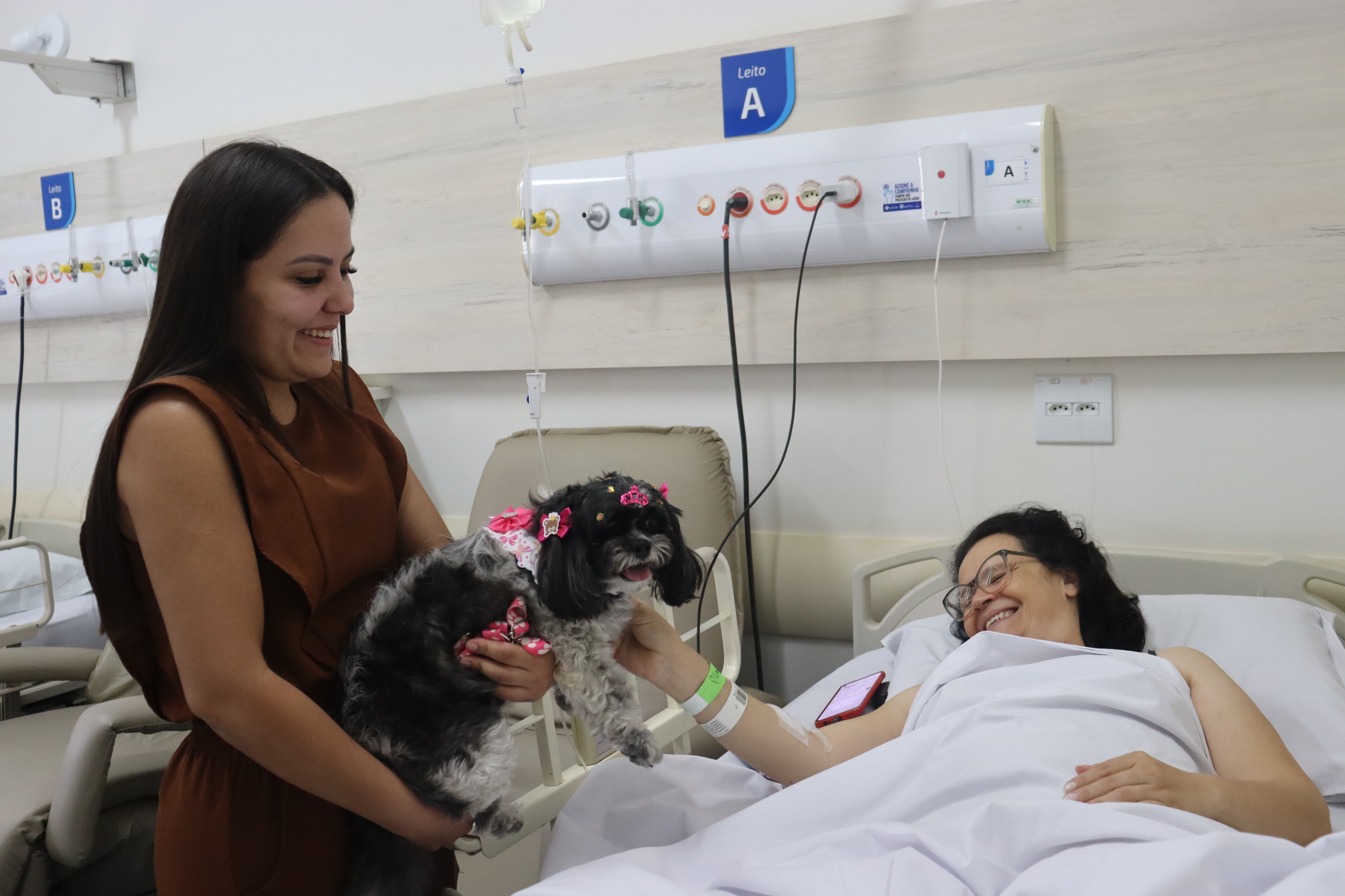 'Cãoterapia' leva afeto e acolhimento aos pacientes do HPA, HEC e HCC