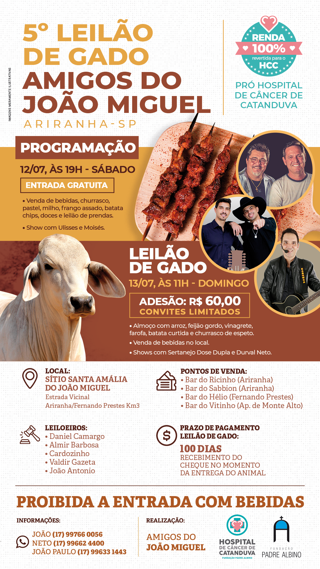 5º Leilão de Gado Amigos do João Miguel terá programação especial e renda revertida ao HCC