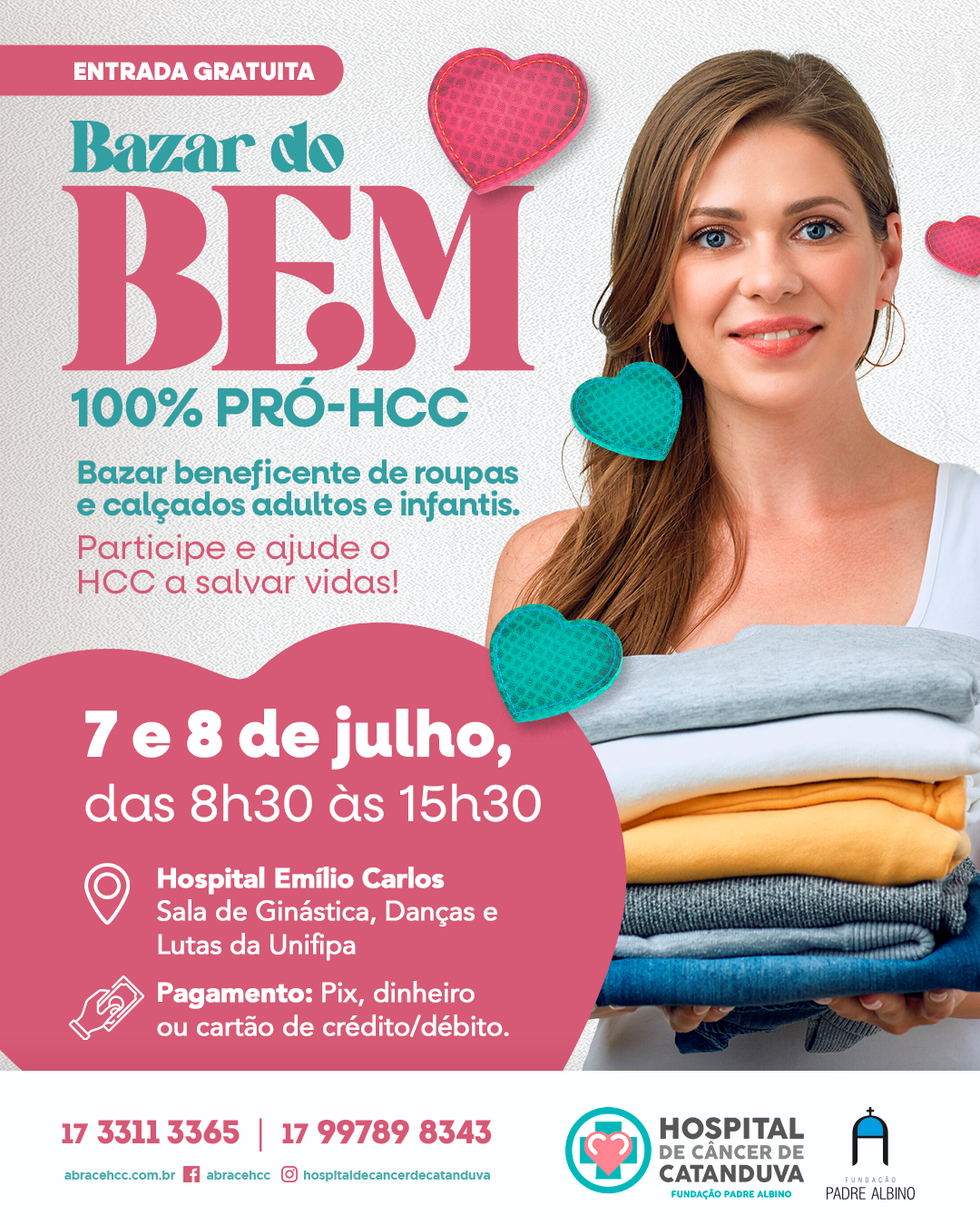 Bazar do Bem do HCC acontece dias 7 e 8 de julho