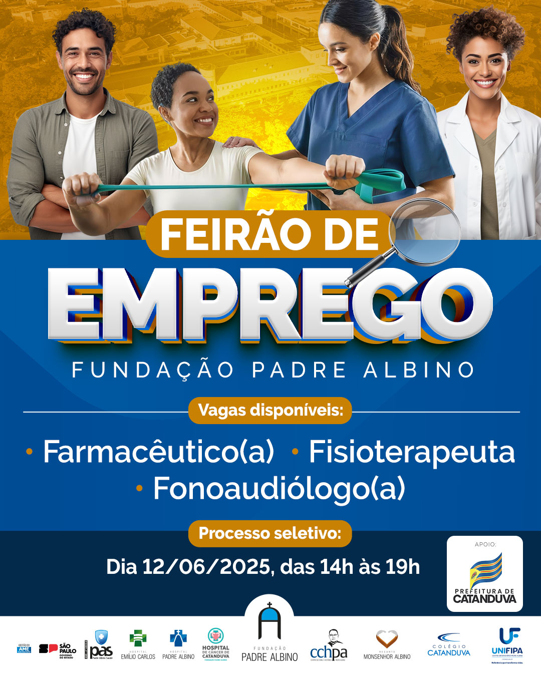 Feirão de Emprego com vagas para Farmacêutico, Fisioterapeuta e Fonoaudiólogo