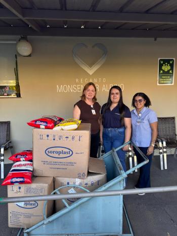 Recanto Monsenhor Albino recebe doação de alimentos da empresa Mustang Pluron