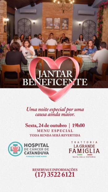 Trattoria La Grande Famiglia realiza jantar com renda para o HCC