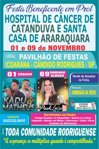 Festa em Cândido Rodrigues arrecadará recursos para o HCC