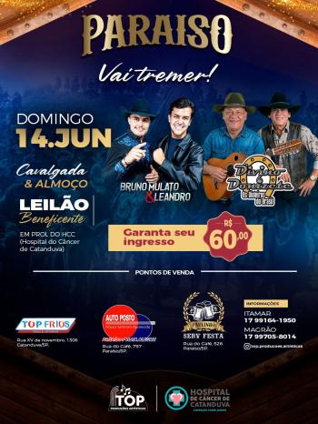 Paraíso realiza evento beneficente no dia 14