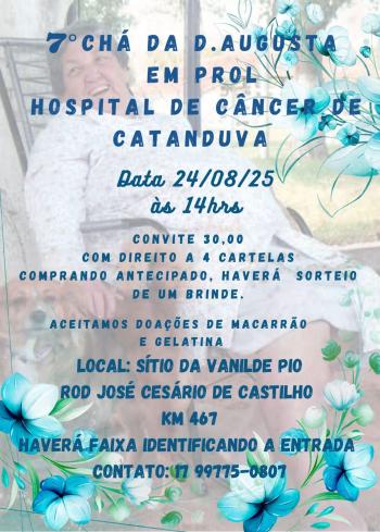 7º Chá da D. Augusta pró HCC será dia 24 de agosto